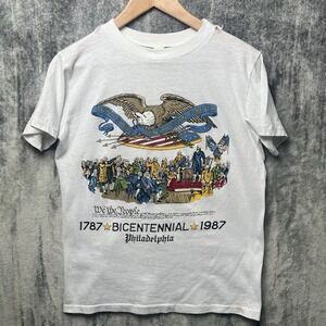Vintage 80s 87 USA Constitution Bicentennial Single Stitch Philadelphia Shirt L